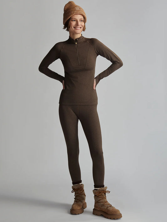 Always Warm Half-Zip Baselayer Top in Deep Chocolate Marl