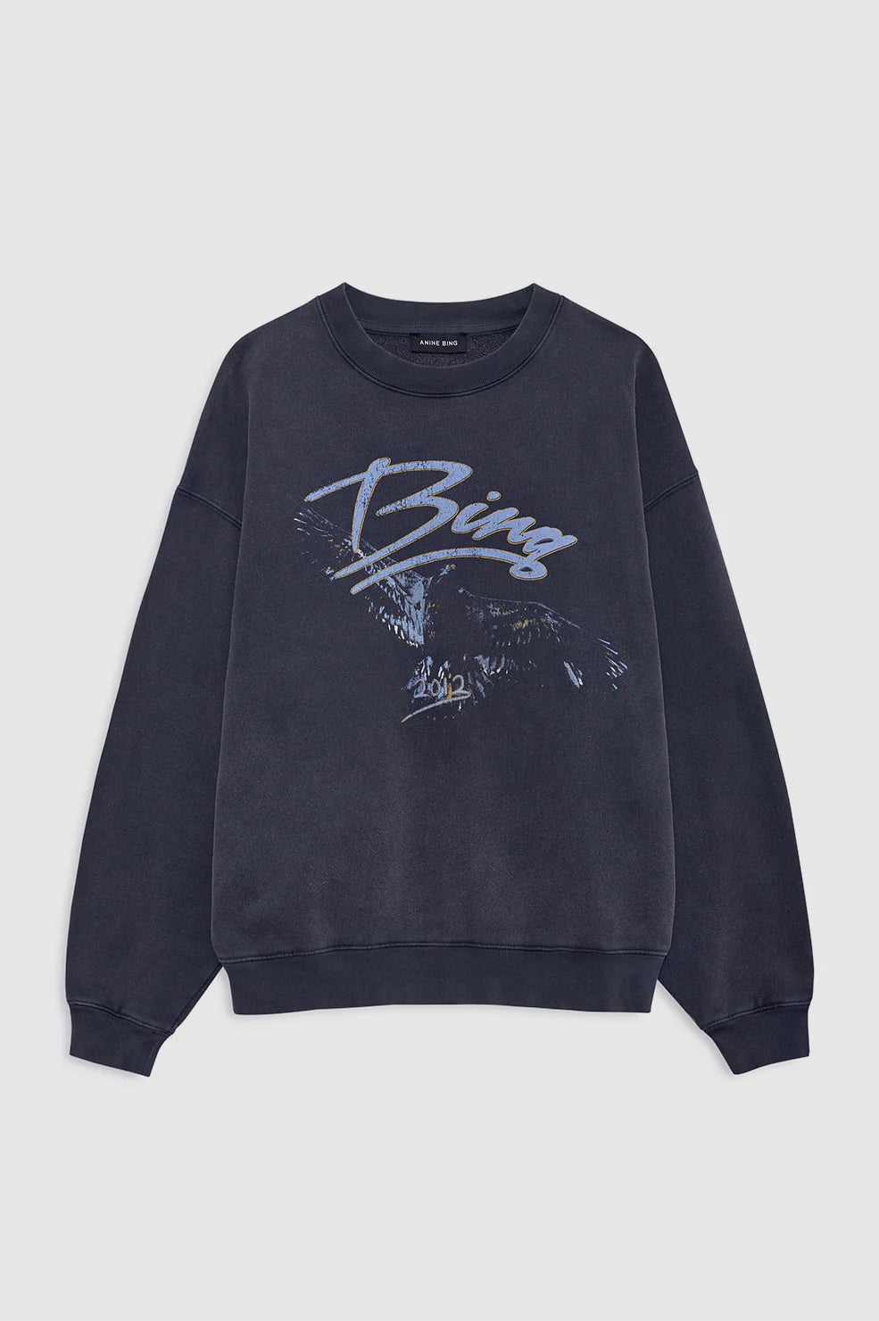 Spencer Sweatshirt with Eagle in Washed Black