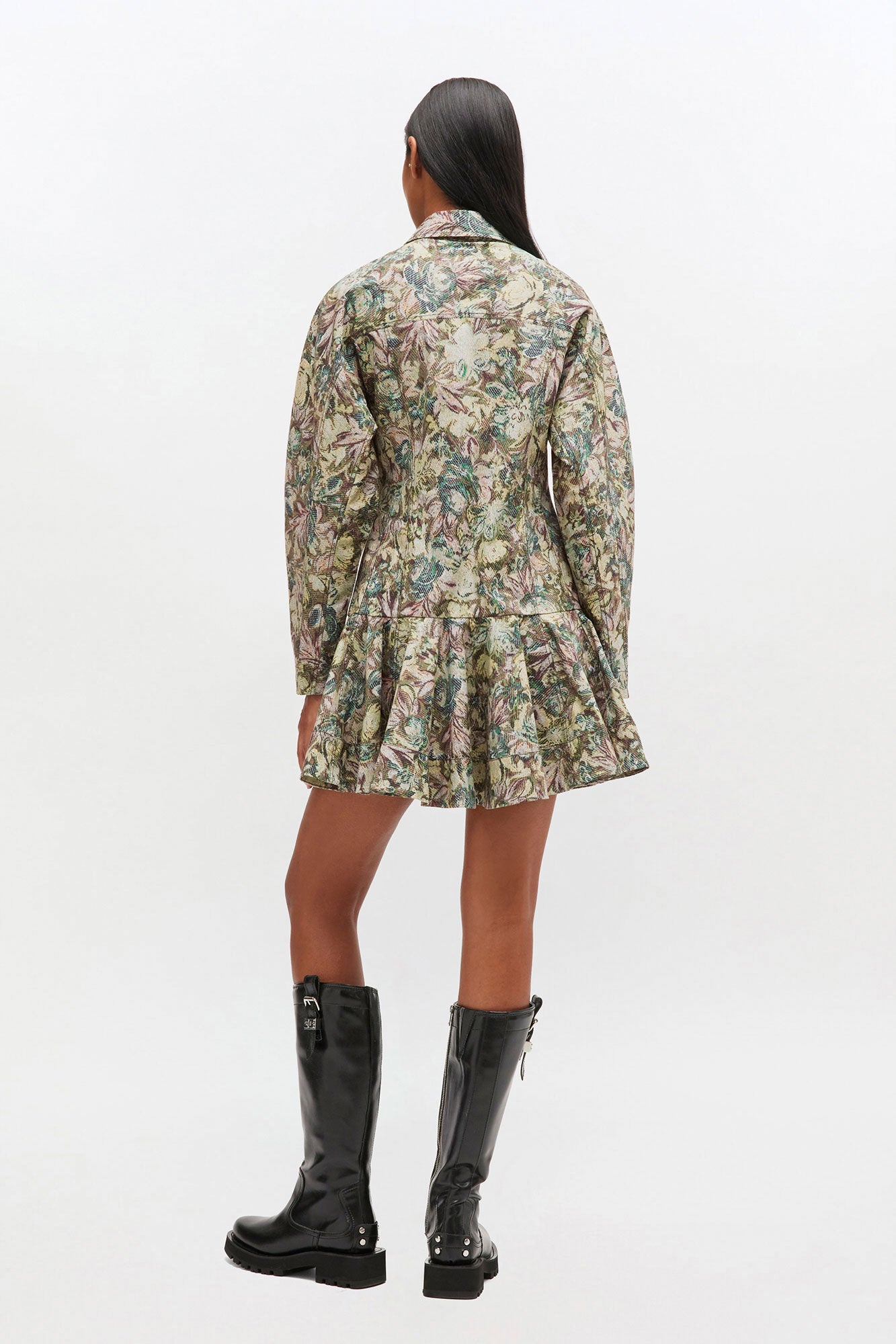 Tapestry Floral Shirt Dress in Jadeite