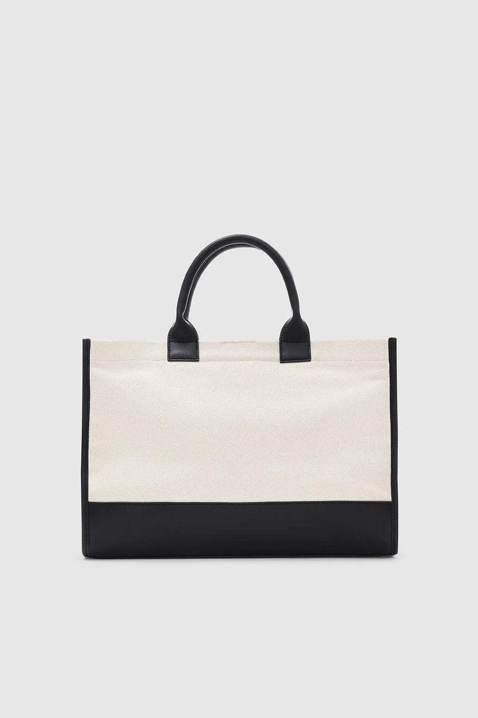 Medium Lara Tote Bag in Natural Canvas with Black
