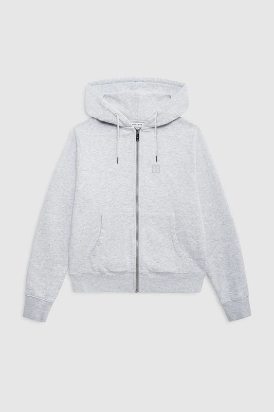 Casper Zip Up Hoodie in Grey Melange
