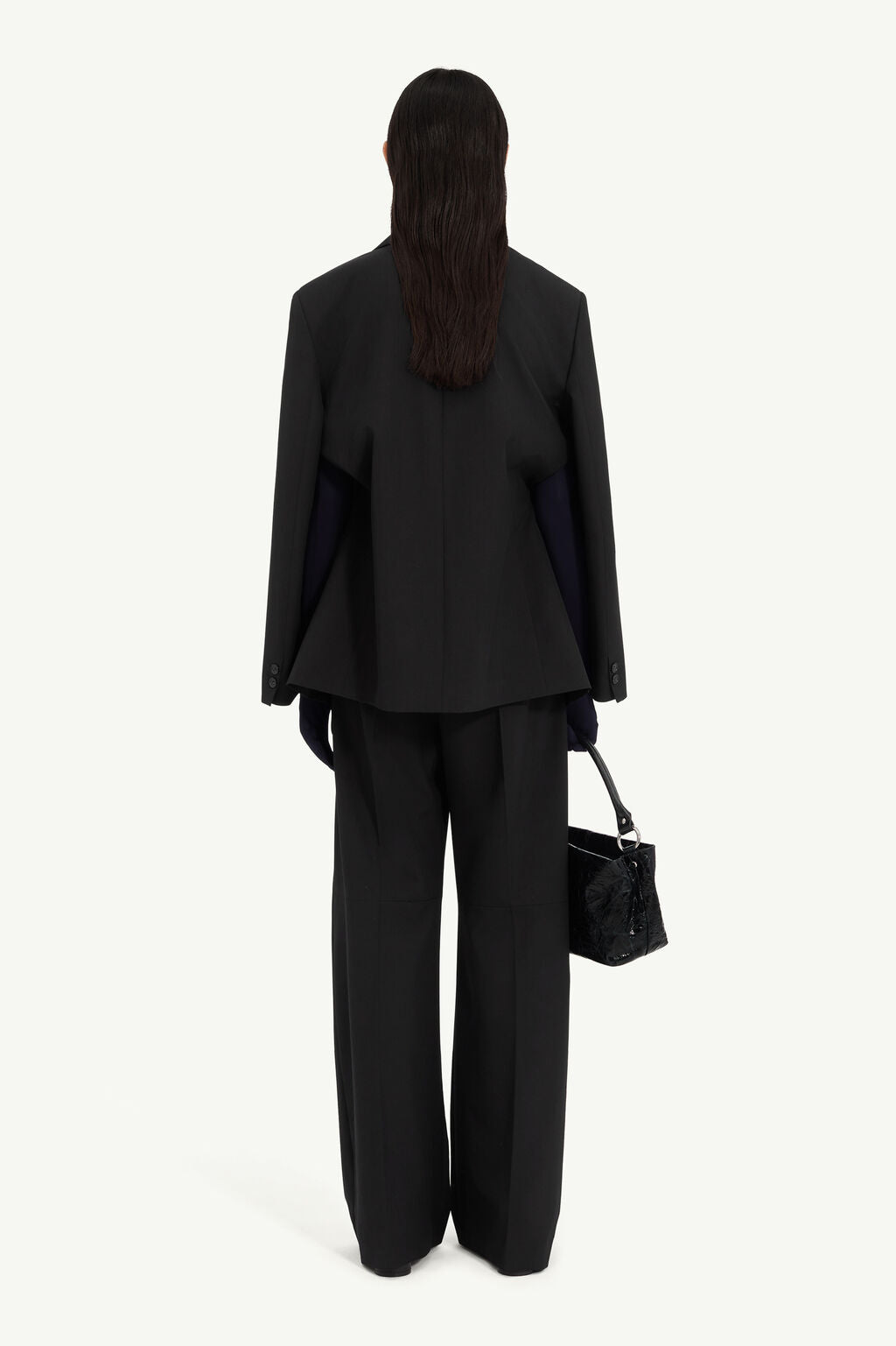 Wool Blend Blazer with Gloves in Black