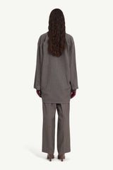 Tweed Shirt Dress in Brown and Beige