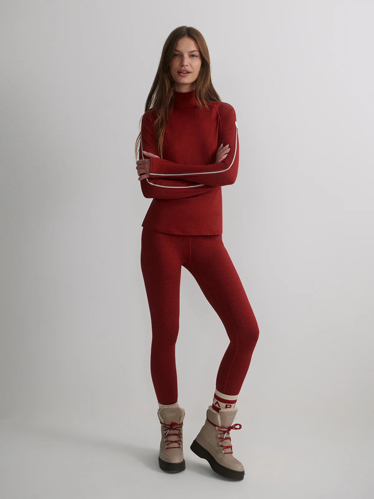 Always Warm Base Layer Leggings in Red Dahlia Marl