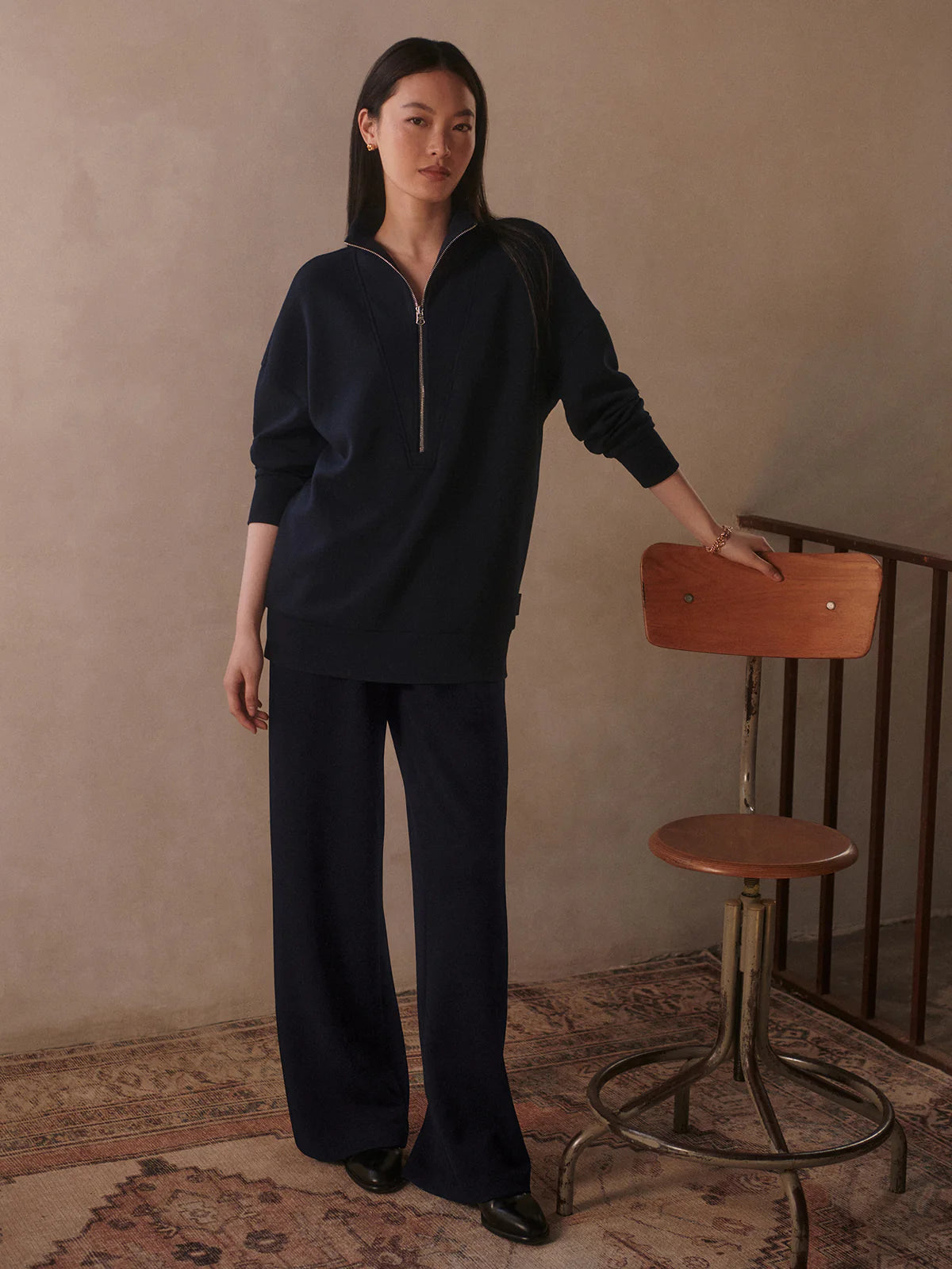 Masie Longline Sweat in Navy