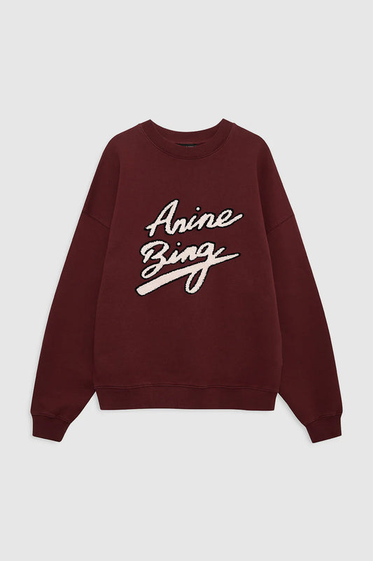 Miles Sweatshirt Chenille Signature in Burgundy