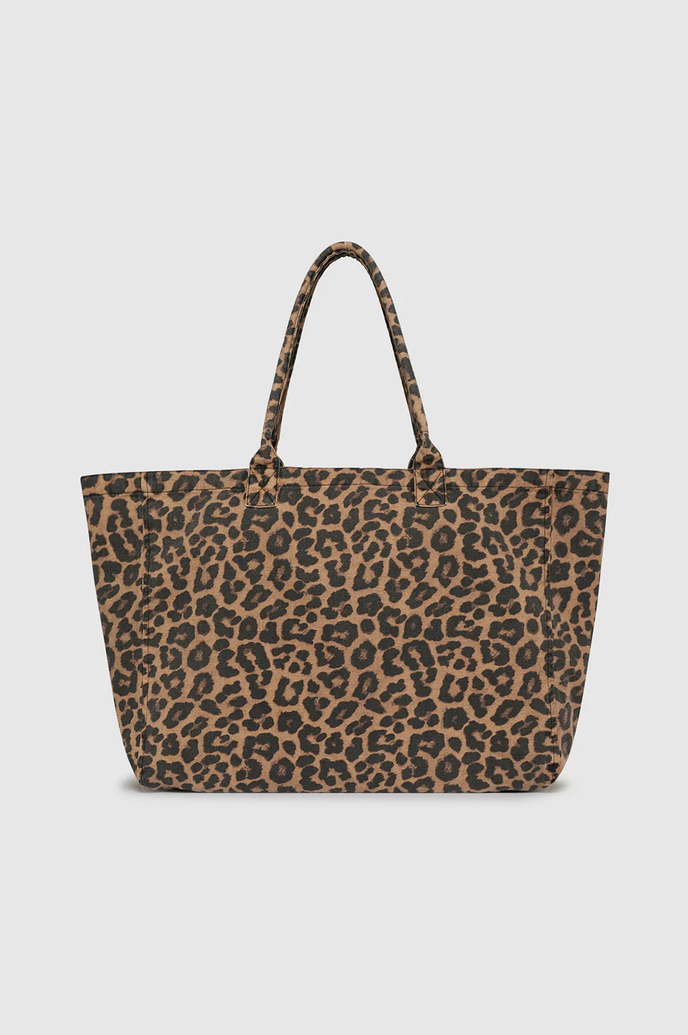 Leo Canvas Tote Bag in Black and Brown Leopard