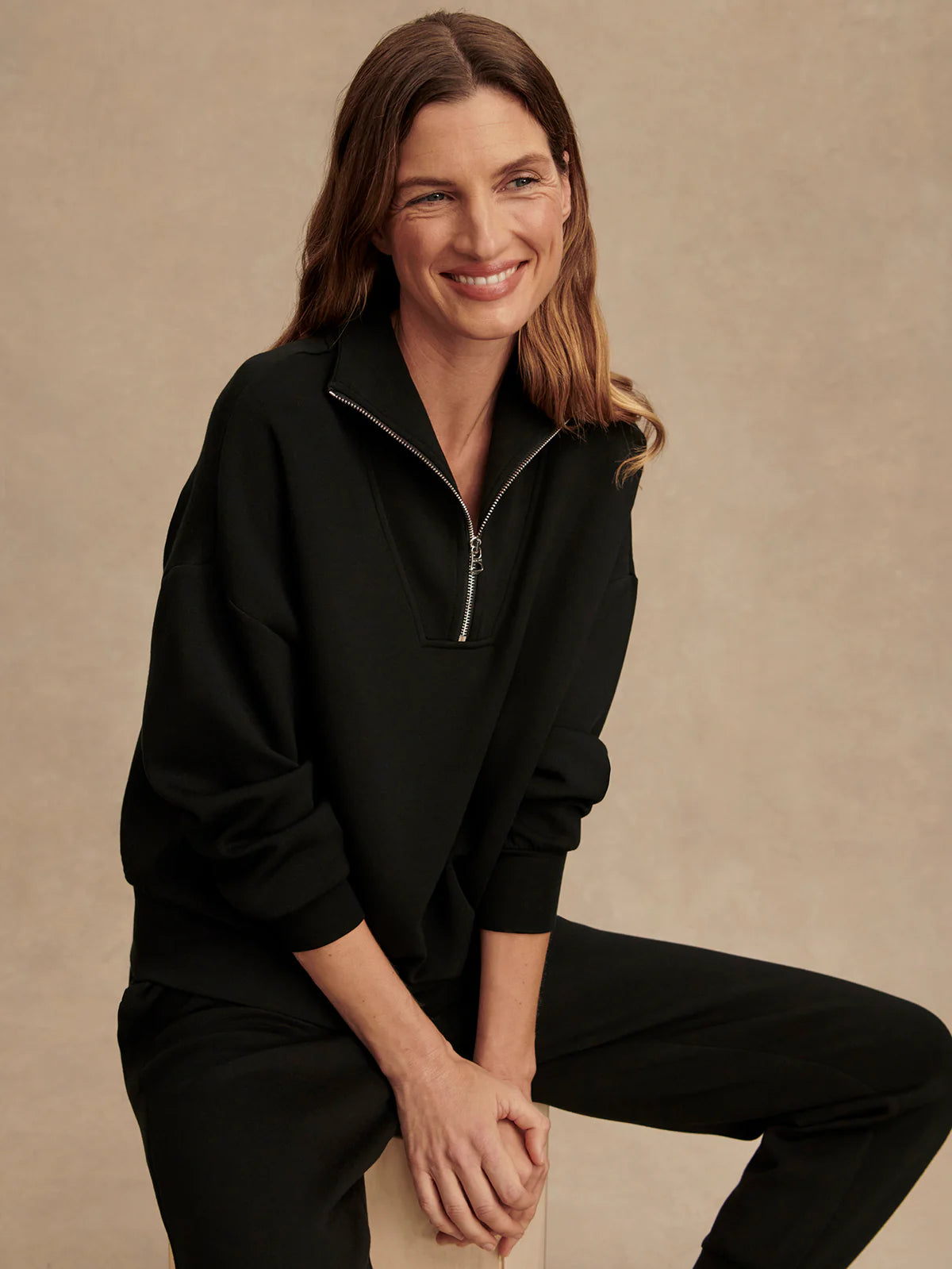 Hawley Half Zip Sweat in Black