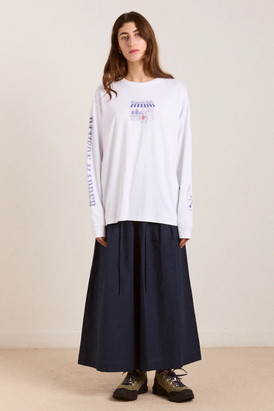 Damson Deli Long Sleeve Tee in White