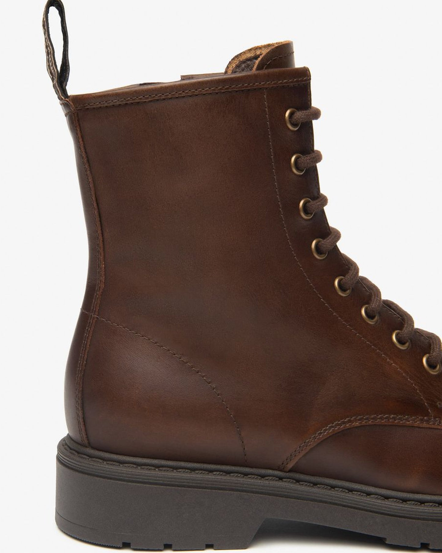 Lace Up Combat Boot in Brown