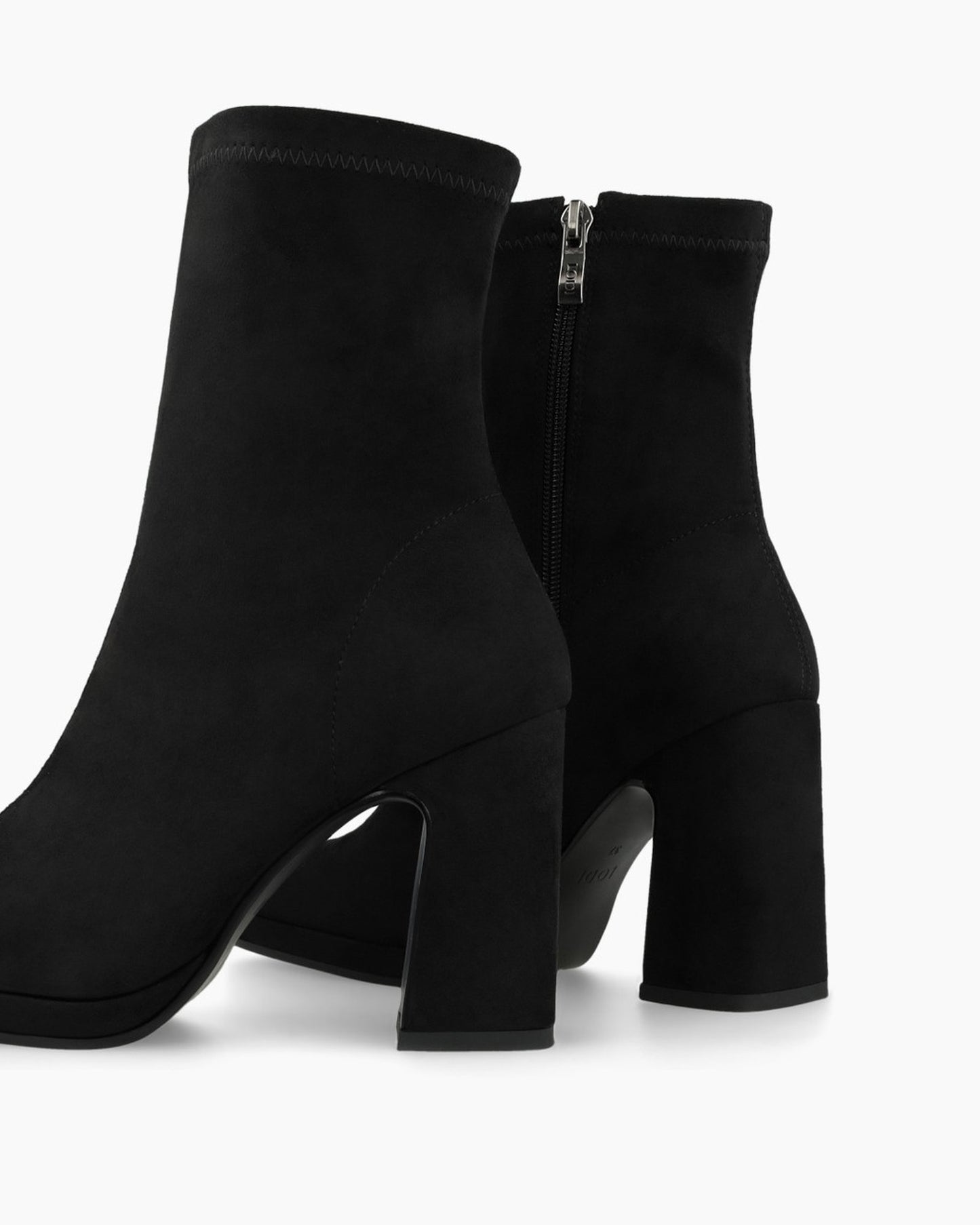 Laira Ankle Block Heel Boot in Black Suede