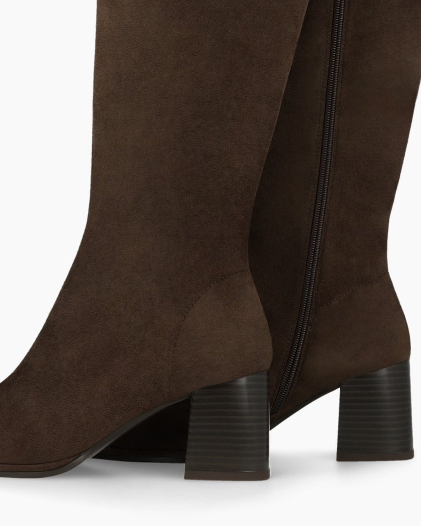 Halbor High Block Heel Boot in Brown Suede