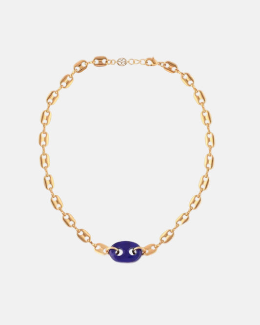 Mariner Glass Link Necklace in Navy Blue