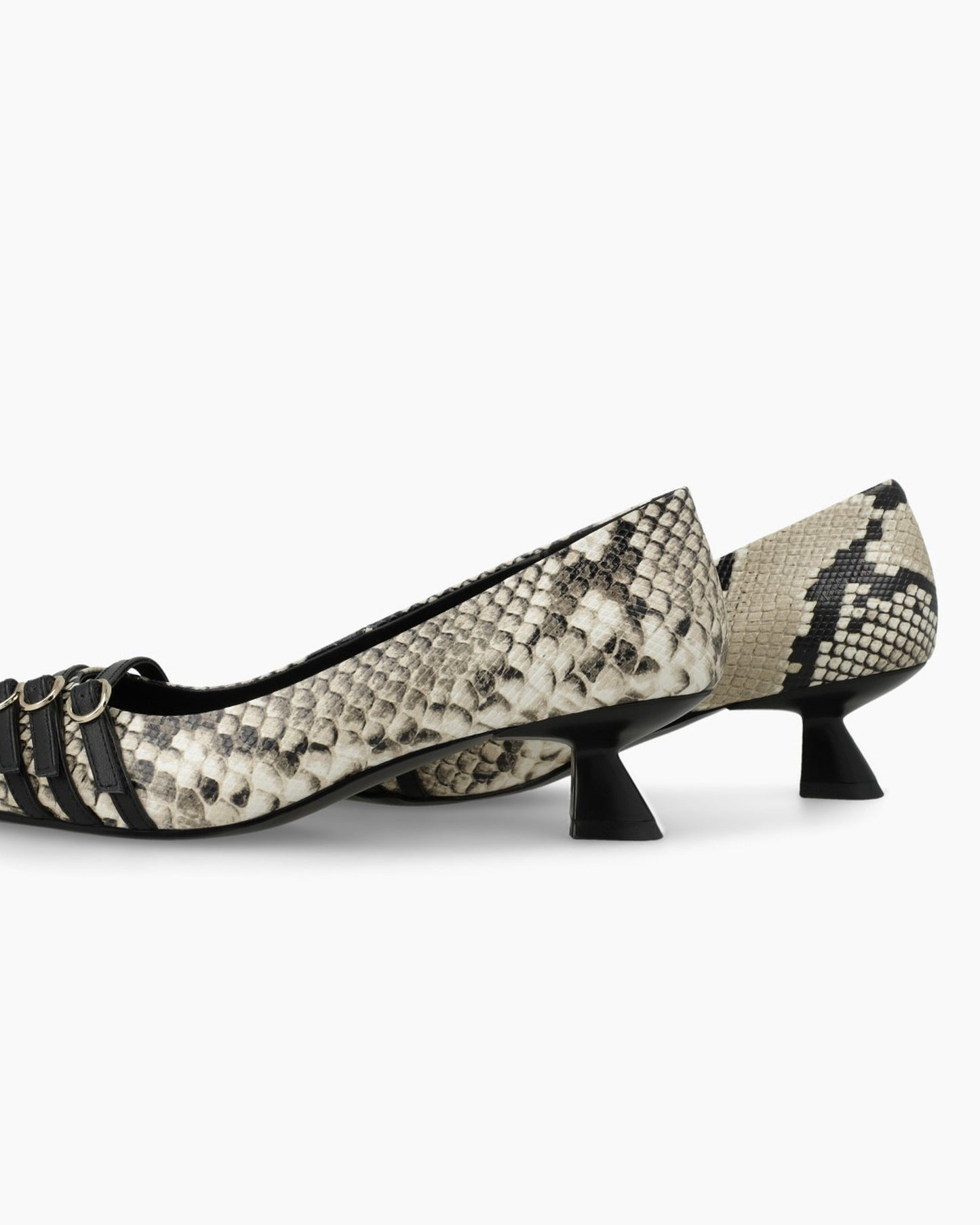 Roma Triple Buckle Heels in Snakeskin