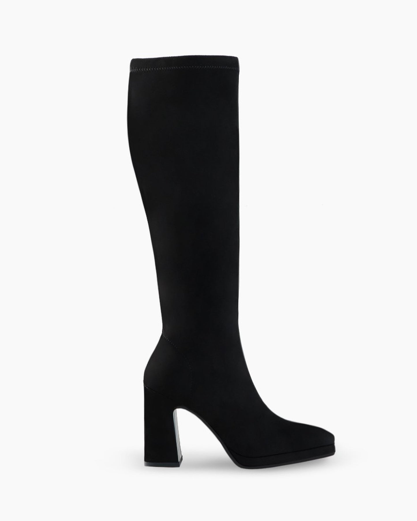 Limbo Block Heel High Boot in Black Suede