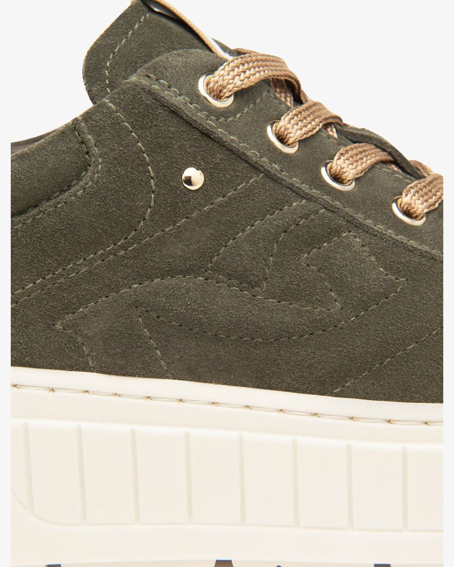 Platform Suede Sneakers in Khaki