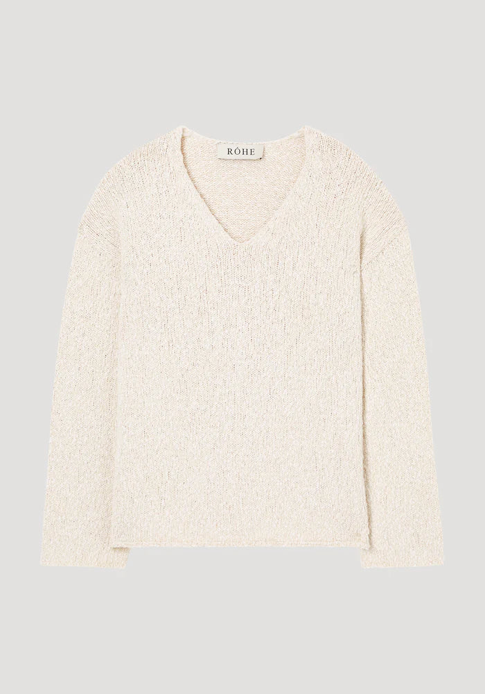 BOUCLE KNITTED V NECK SWEATER - ROHE