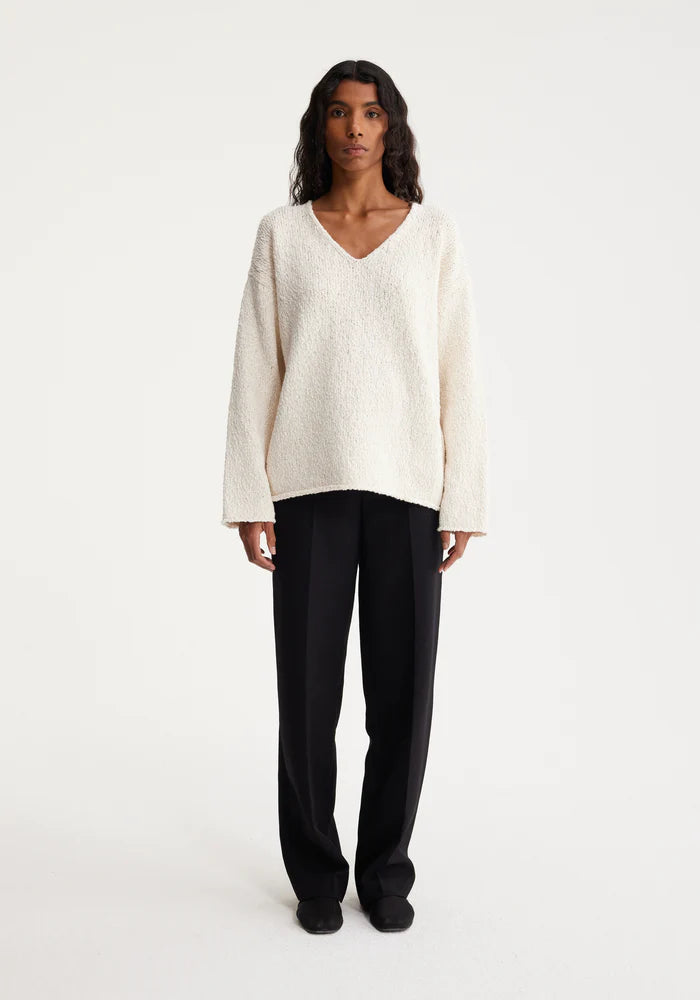 BOUCLE KNITTED V NECK SWEATER - ROHE