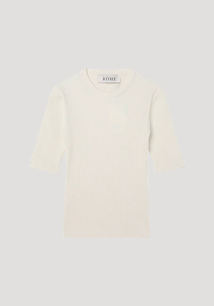 RIBBED KNITTED SHORT SLEEVE TOP - ROHE