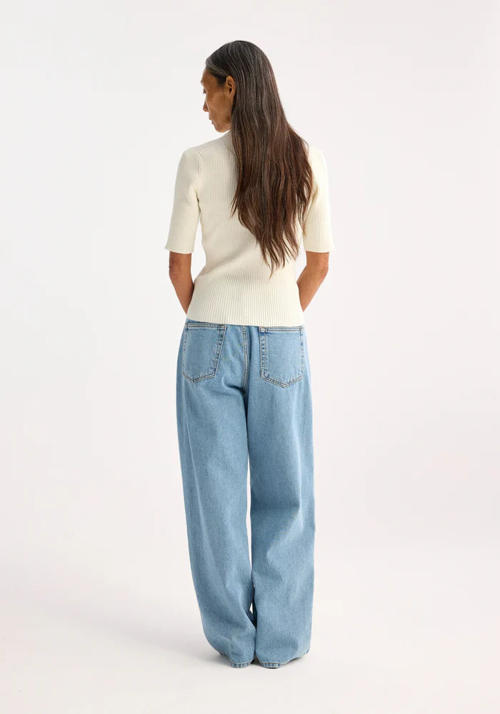 RIBBED KNITTED SHORT SLEEVE TOP - ROHE