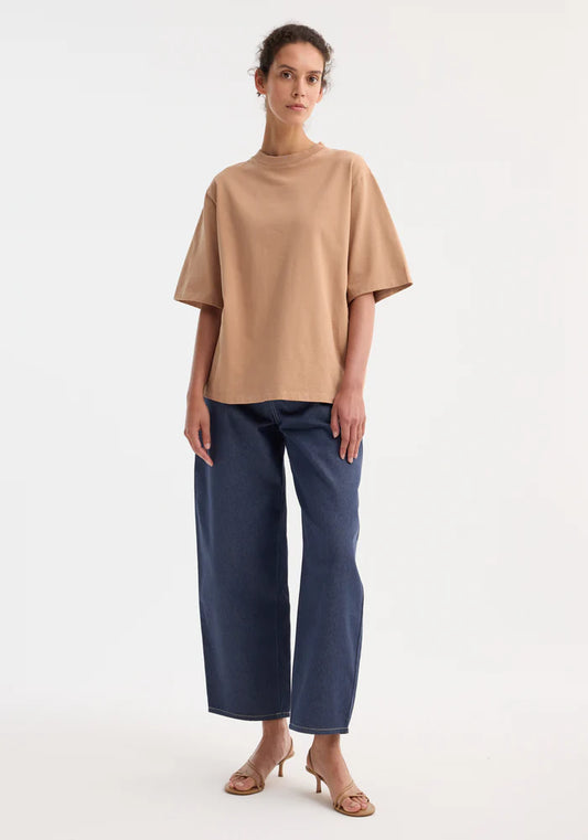 Oversized Cotton T-Shirt in Powder