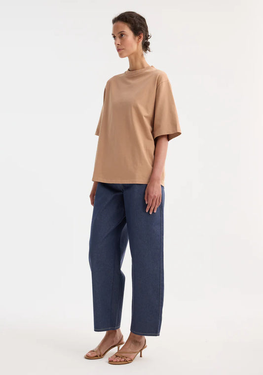 Oversized Cotton T-Shirt in Powder