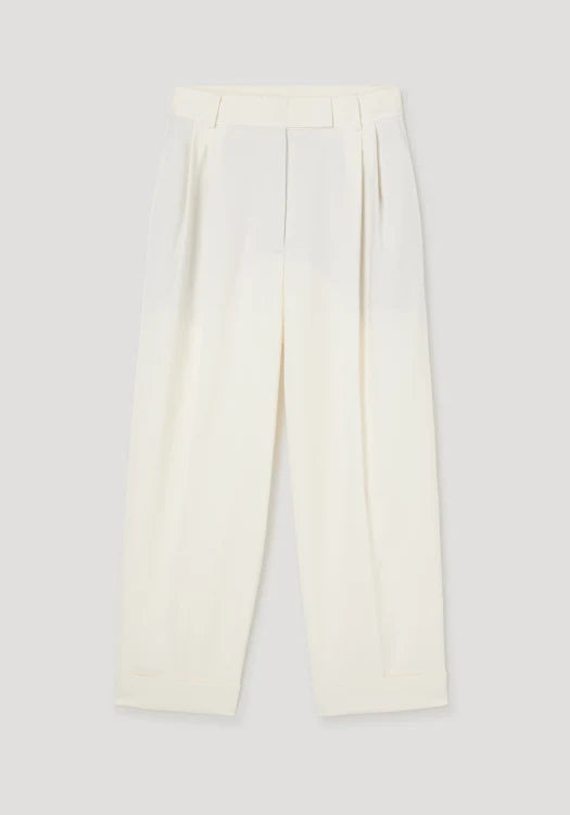 High Waist Turn Up Trousers in Off White