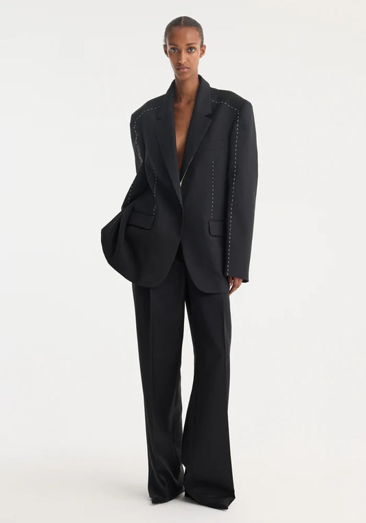 Contrast Detail Blazer in Black