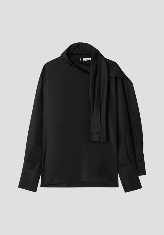 Foulard Silk Top in Black