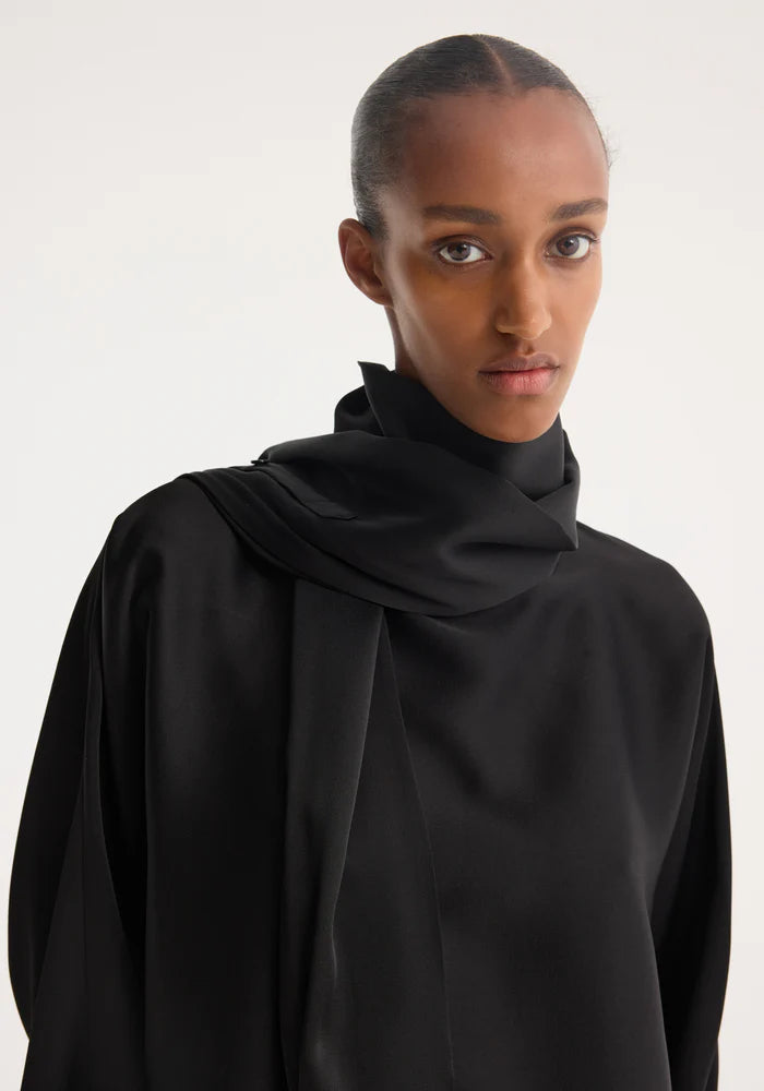 Foulard Silk Top in Black
