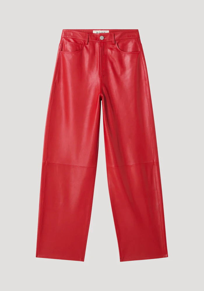 Baggy Leather Trousers in Red