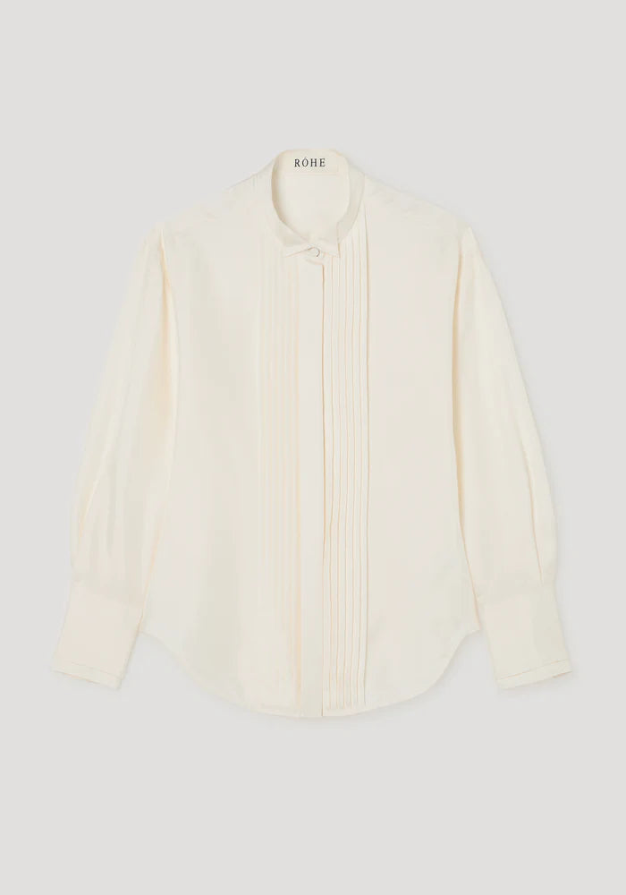 Shaped Tuxedo Silk Shirt in Cream