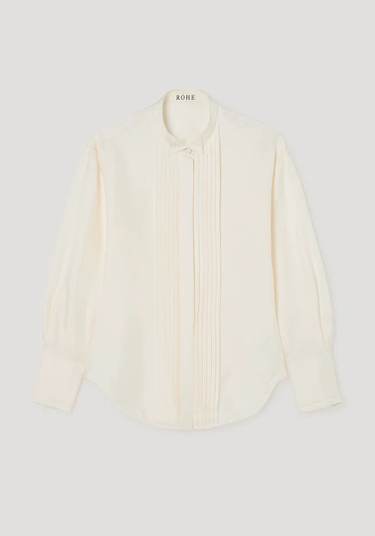 Shaped Tuxedo Silk Shirt in Cream