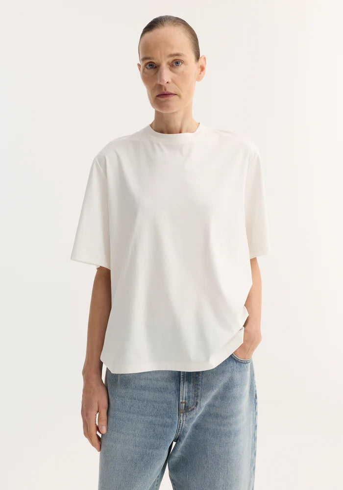 Oversized Cotton Silk T-Shirt in White