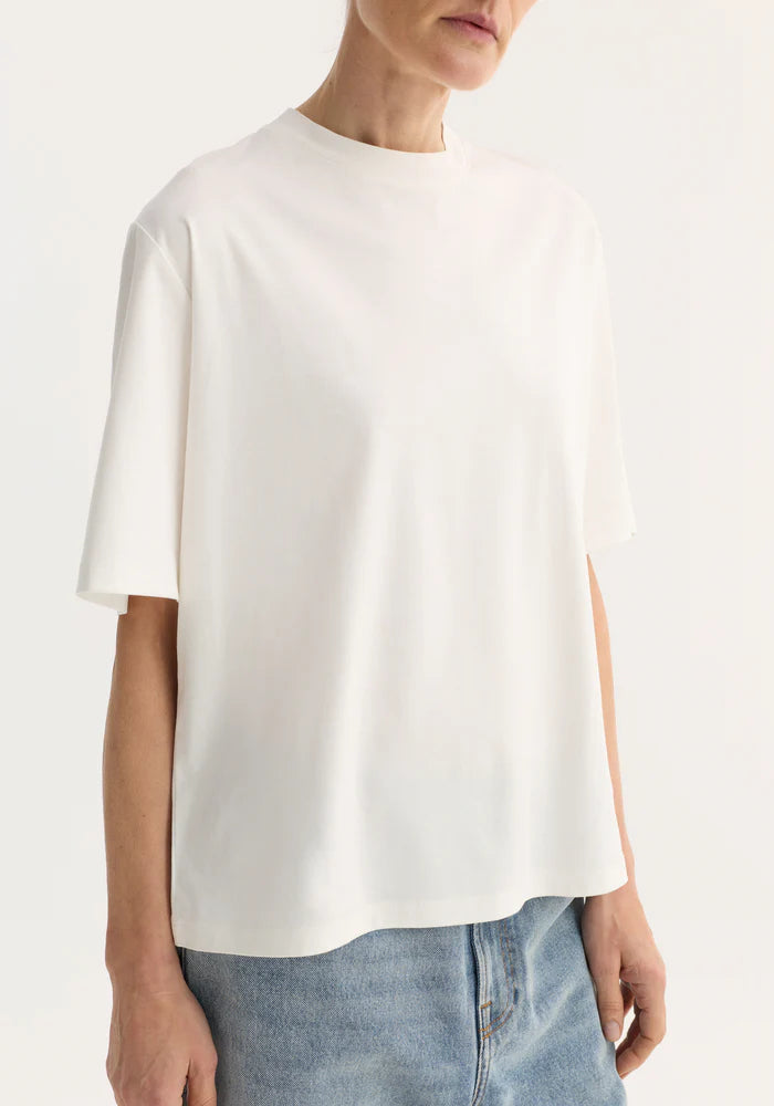 Oversized Cotton Silk T-Shirt in White