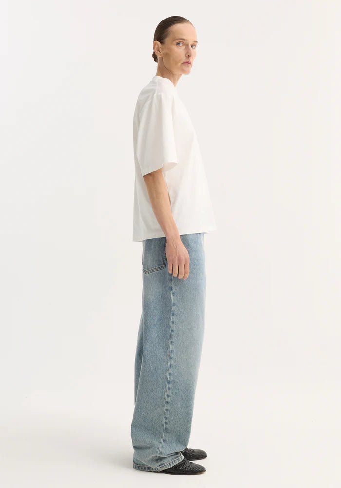 Oversized Cotton Silk T-Shirt in White