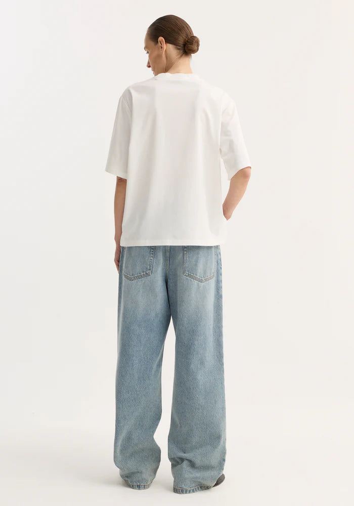 Oversized Cotton Silk T-Shirt in White