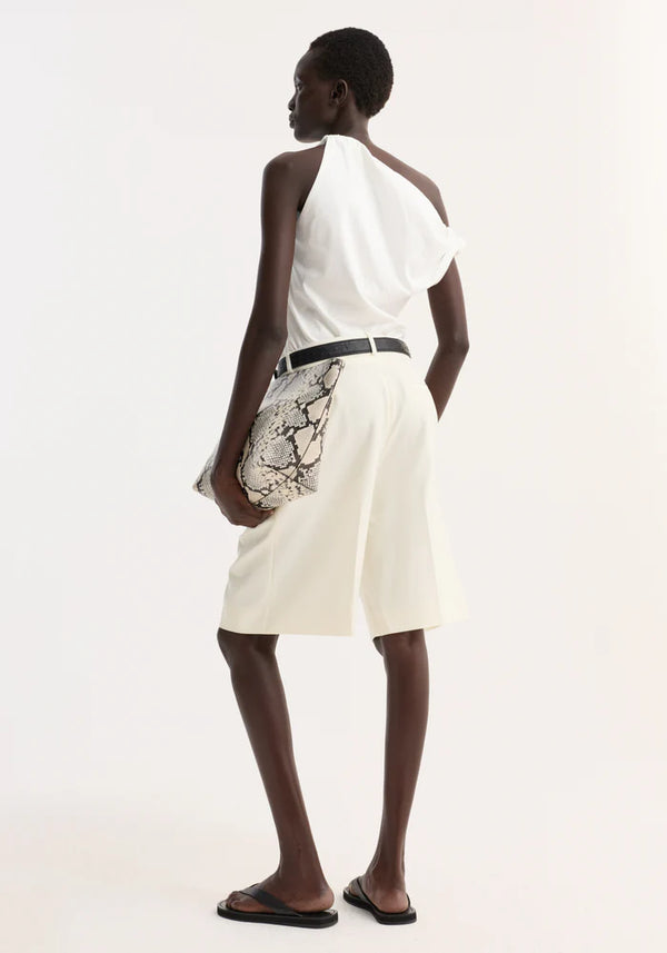 Tailored Single Pleat Shorts in Off White