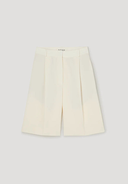 Tailored Single Pleat Shorts in Off White