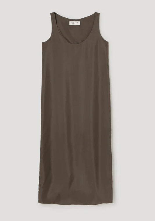 Silk Scoop-Neck Dress in Earth