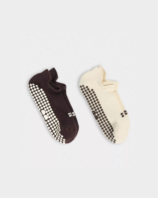 Reformer Trainer Gripper Socks 2 Pack in Sable Brown