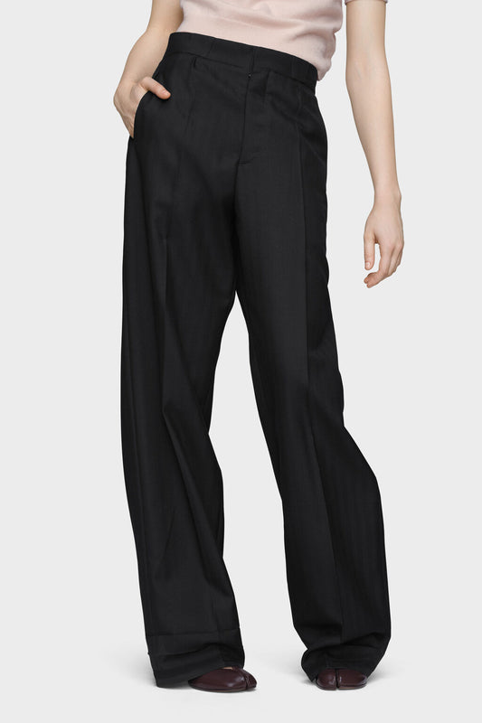 Tailored Wool Trousers in Black