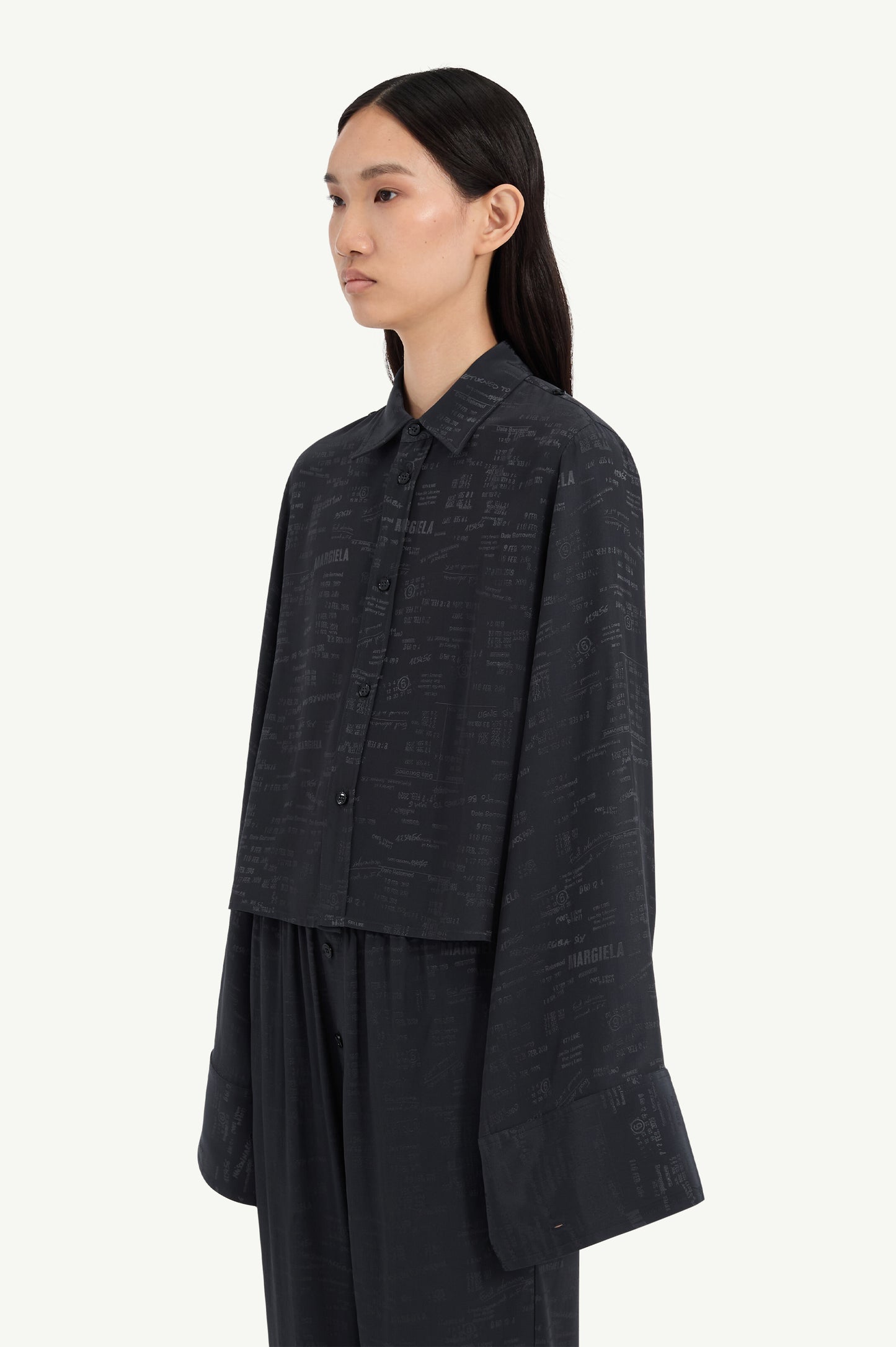 Jacquard Convertible Shirt in Black