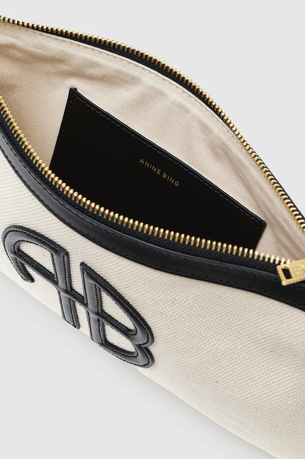 Lili Pouch in Natural Canvas with Black