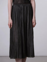 Plisse Midi Skirt in Brown