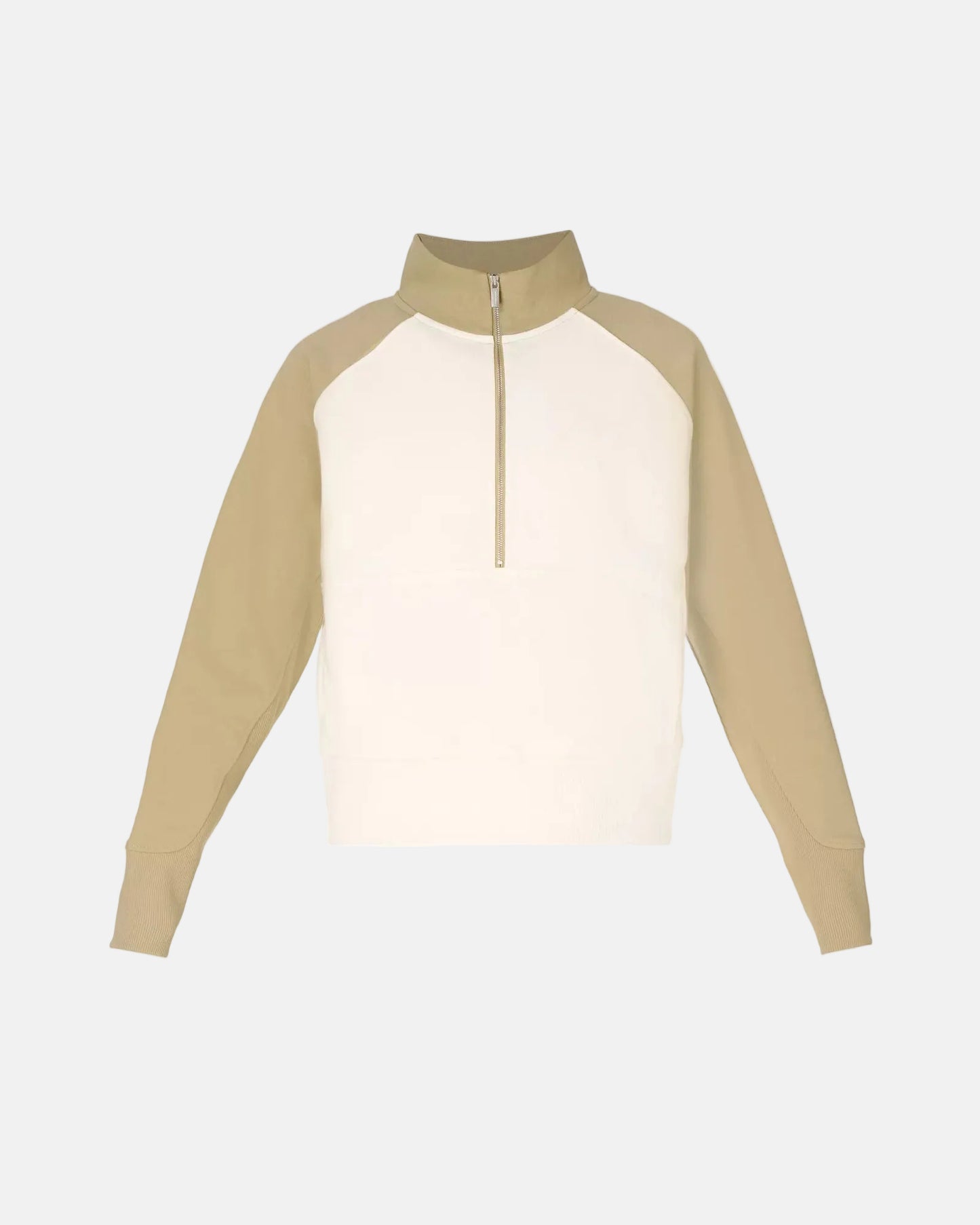 Revive Half Zip Colourblock Sweatshirt in Baygreen Coconut Cream