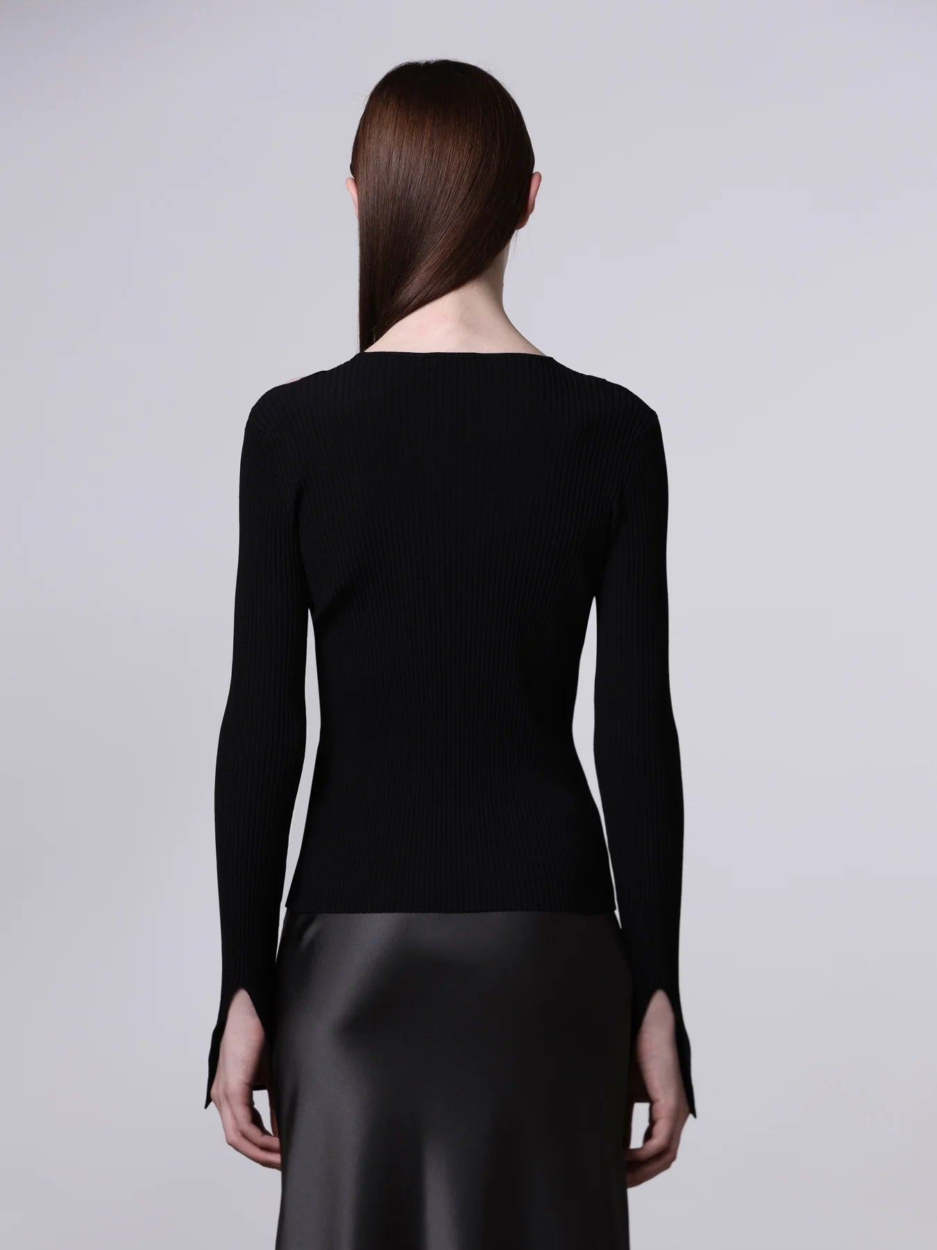 Cut-Out Long Sleeve Top in Black