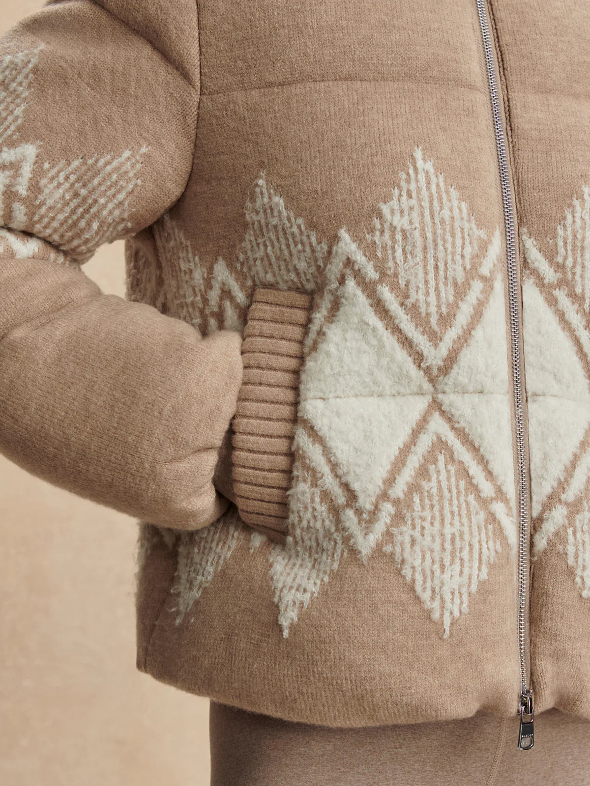 Belinda Knit Puffer in Light Taupe