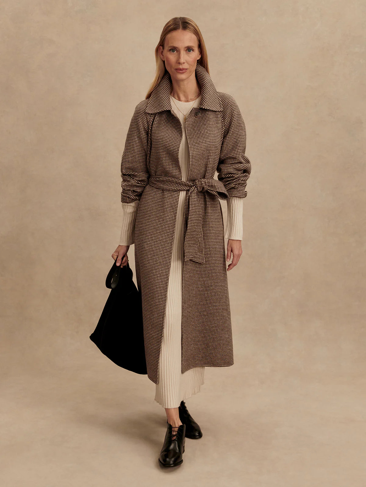 Tomlinson Belted Long Coat in Deep Taupe