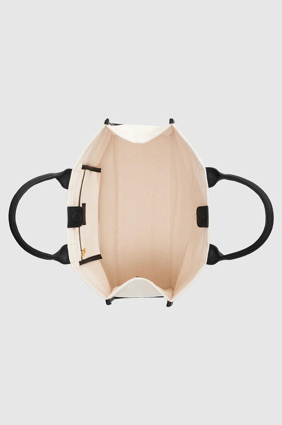 Medium Lara Tote Bag in Natural Canvas with Black